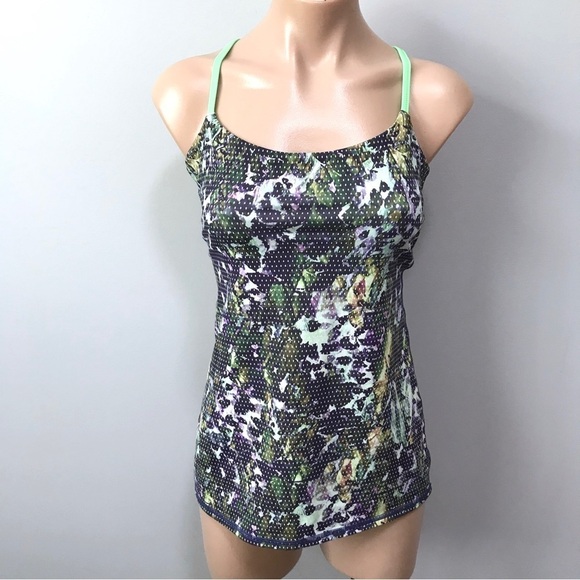 Lululemon Dancing Warrior Tank Floral Sport White Multi Pistachio 4 Dots - Picture 2 of 8